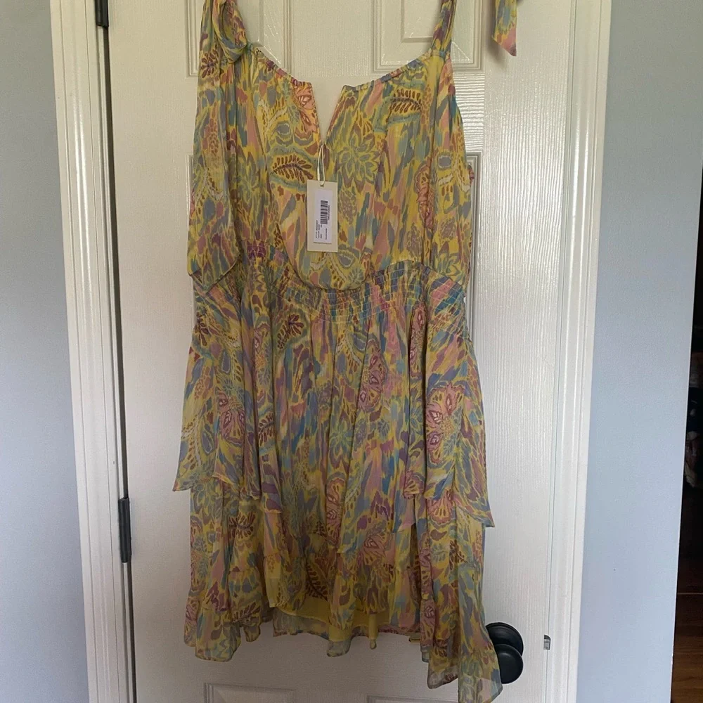 Ramy Brook Yellow Ruffled Tiered Sundress XXL - Picture 2 of 6